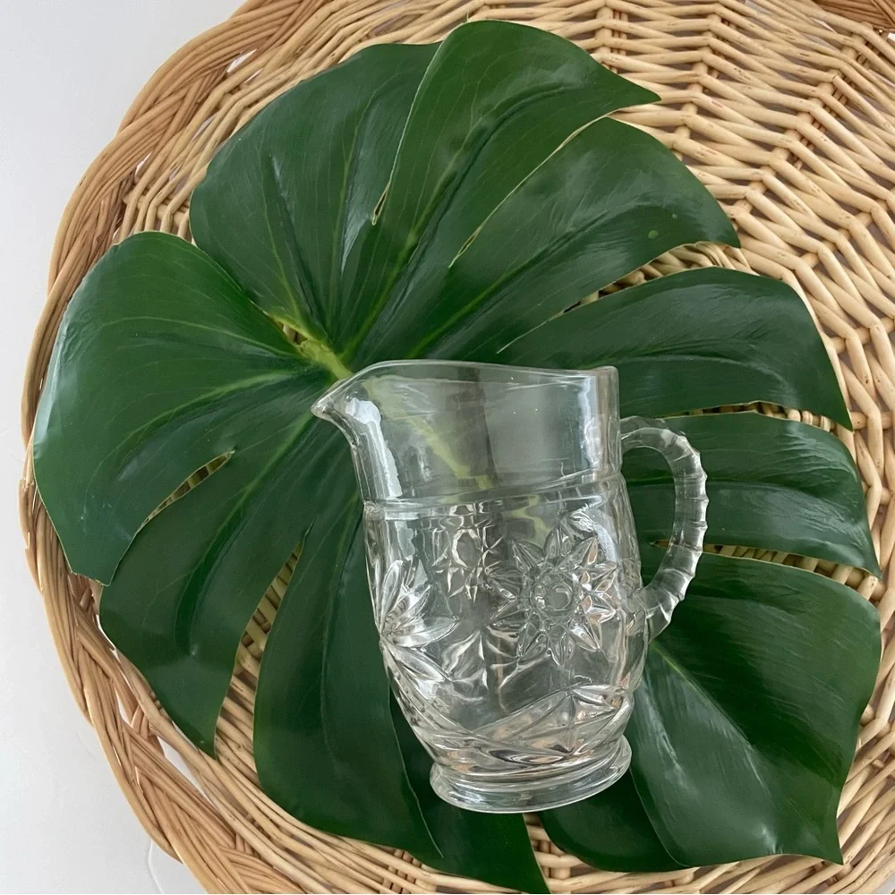 Vintage Prescut Clear Pressed Glass Small Pitcher by Anchor Hocking MCM